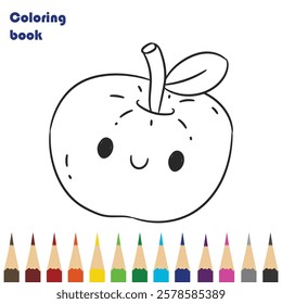 apple coloring book design illustration