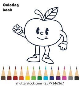 apple coloring book design illustration