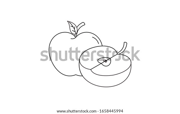 apple coloring book fruit educate kids stock vector royalty