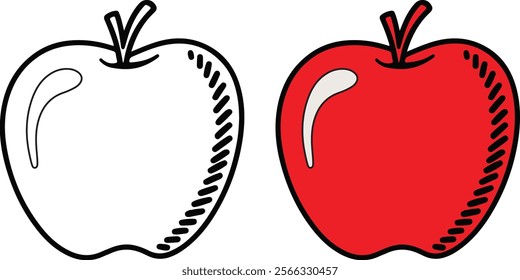 Apple Coloring book for kids, apple vector Design