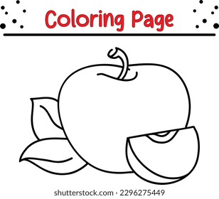 Apple coloring book page , Apple fruit coloring pages for kids