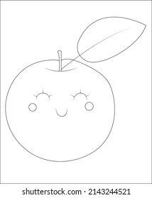 Apple coloring page, coloring book page, coloring page for kids, line art, vector art