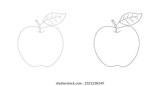 Apple Coloring page vector line art for book and drawing.