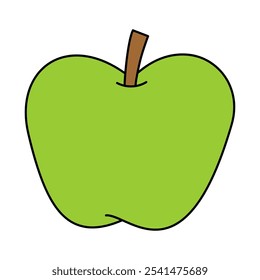 Apple coloring pages for kids. Trace and color Apple. Apple fruit flashcard. Green apple isolated on white background. Kindergarten and preschool worksheets printable for kids. 