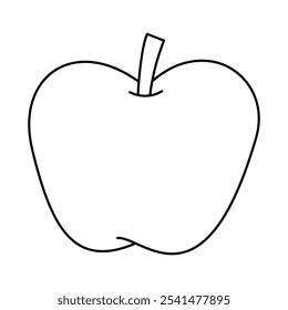 Apple coloring pages for kids. Trace and color Apple. Apple fruit flashcard for kids. Red apple isolated on white background. Kindergarten and preschool worksheets printable for kids. 