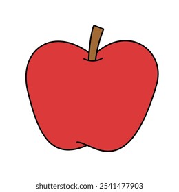 Apple coloring pages for kids. Trace and color Apple. Apple fruit flashcard for kids. Red apple isolated on white background. Kindergarten and preschool worksheets printable for kids. 