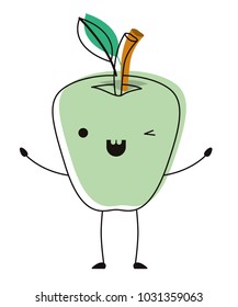 apple comic character fresh fruit icon