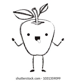 apple comic character fresh fruit icon