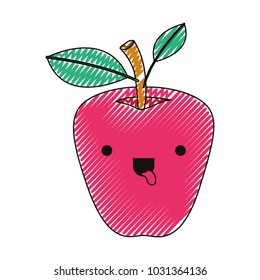 apple comic character fresh fruit icon