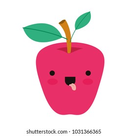 apple comic character fresh fruit icon