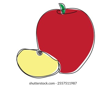 Apple in continuous line style Can be edited later