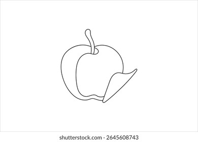 Apfel kontinuierliche einzeilige Kunst und fruchtige isolierte Kontur minimalistische Vektorgrafik
