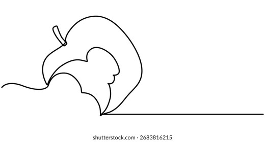  Ilustración de fruta de contorno simple de estilo minimalista de dibujo continuo de una línea de Apple. 
