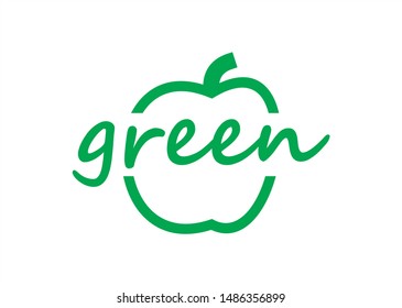 Apple contour with word "green" inside. Symbolize green technology, environment friendly technology.