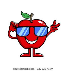apple cool eyeglass cartoon vector 