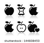 Apple, apple core, bitten, half vector icons