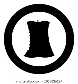 Apple core black icon in circle