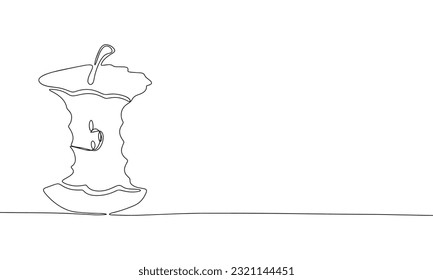 Apple core continuous line drawing art. Abstract simple apple core. One line continuous outline isolated vector illustration.