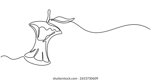 Apfelkern durchgehende Linie Zeichnung Kunst. Abstrakte einfache Apfelkern. Eine durchgehende Linie Umriss einzelne Vektorgrafik, Eine durchgehende einzelne Linie Zeichnung eines Apfelkerns, symbolisiert die Natur.