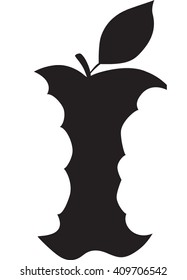 Apple Core Eaten, Silhouette, Black