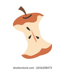 Desechos de alimentos básicos de manzana para compost. Ilustración de residuos orgánicos biodegradables. Ilustración vectorial.