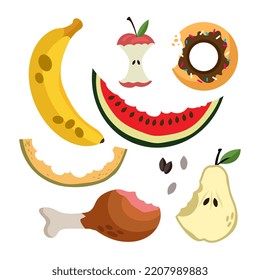 Apple core. Food scraps. Flat vector illustration.