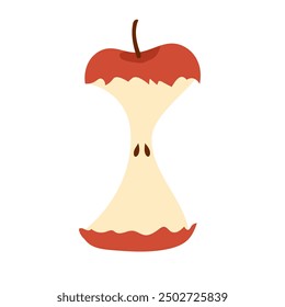 Núcleo de Apple. Desperdicio de alimentos, semillas de frutas. Diseño simple plano de Vector aislado sobre fondo blanco.