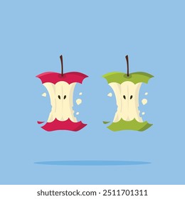 Logotipo de la fruta del núcleo de la manzana con 2 colores, ilustración de la fruta podrida. conveniente para el cartel y el icono del Web