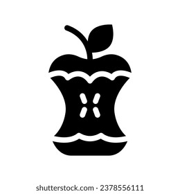 apple core glyph icon illustration vector graphic. Simple element illustration vector graphic, suitable for app, websites, and presentations isolated on white background