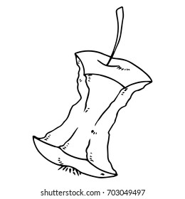 Apple core. The half-eaten apple. Vector illustration. A cartoon apple.
