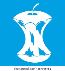 Apple core icon white isolated on blue background vector illustration