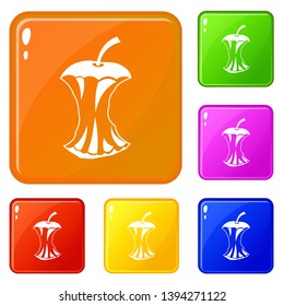 Apple core icons set collection vector 6 color isolated on white background
