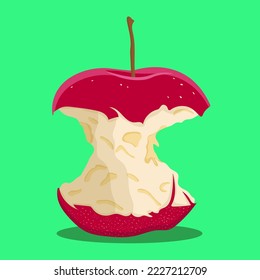 apple core isolated on green background