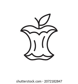 Apple Core Linear Icon. Outline Simple Vector Of Scraps Of Food. Contour Isolated Pictogram On White Background