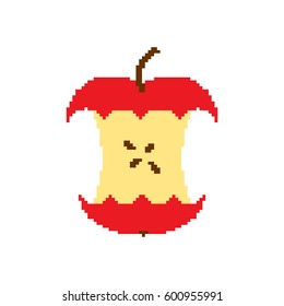 Apple core pixel art isolated on white background
