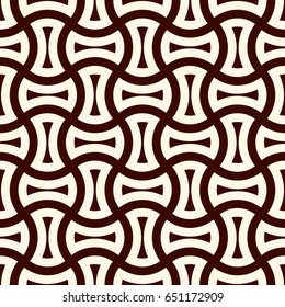 Apple core quilts texture. Bow tie motif. Seamless surface pattern design with classic ornament. Interlocking axehead figures background. Outline digital paper with hammerhead shapes. Vector.
