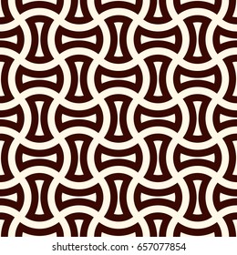 Apple core quilts texture. Bow tie motif. Seamless surface pattern design with classic ornament. Interlocking axehead figures background. Outline digital paper with hammerhead shapes. Vector.