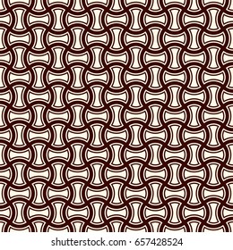 Apple core quilts texture. Bow tie motif. Seamless surface pattern design with classic ornament. Interlocking axehead figures background. Outline digital paper with hammerhead shapes. Vector.