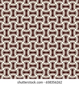 Apple core quilts texture. Bow tie motif. Seamless surface pattern design with classic ornament. Interlocking axehead figures background. Outline digital paper with hammerhead shapes. Vector.