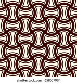 Apple core quilts texture. Bow tie motif. Seamless surface pattern design with classic ornament. Interlocking axehead figures background. Outline digital paper with hammerhead shapes. Vector.