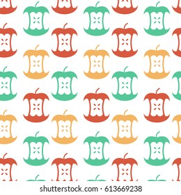 Apple core seamless pattern.  Fruit trash ornament. Rubbish background. garbage texture