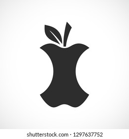 Apple core silhouette icon on white background