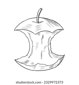 Apple core. Vector illustration. Isolated on white. Hand-drawn style.