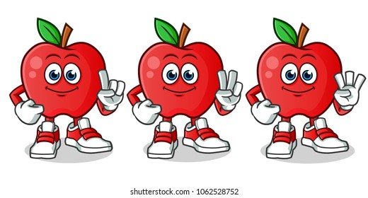 apple counting mascot vector cartoon illustration
