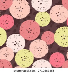 Patrón sin fisuras de Vector de rebanadas de sección transversal de manzana