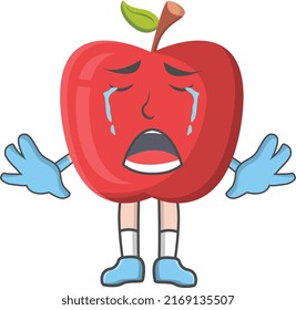 Carácter de diseño de expresiones de grito de Apple, ilustrador de vectores de diseño, diseño de caracteres sobre fondo blanco.