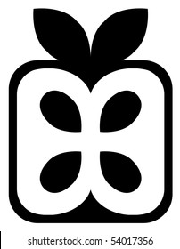 apple cube icon black and white