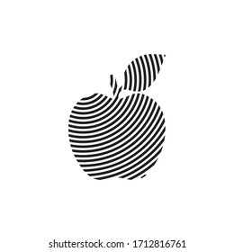 Apple Curved Line Art with White Background