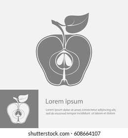 an apple in a cut, flat icon