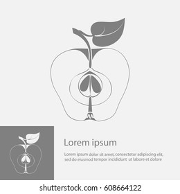 an apple in a cut, flat icon